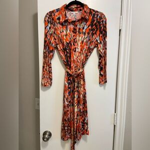 Cabi Multicolored Dress with 3/4 Length Sleeve Size Medium
